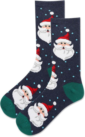 Fuzzy Santa Head Women's Crew Socks